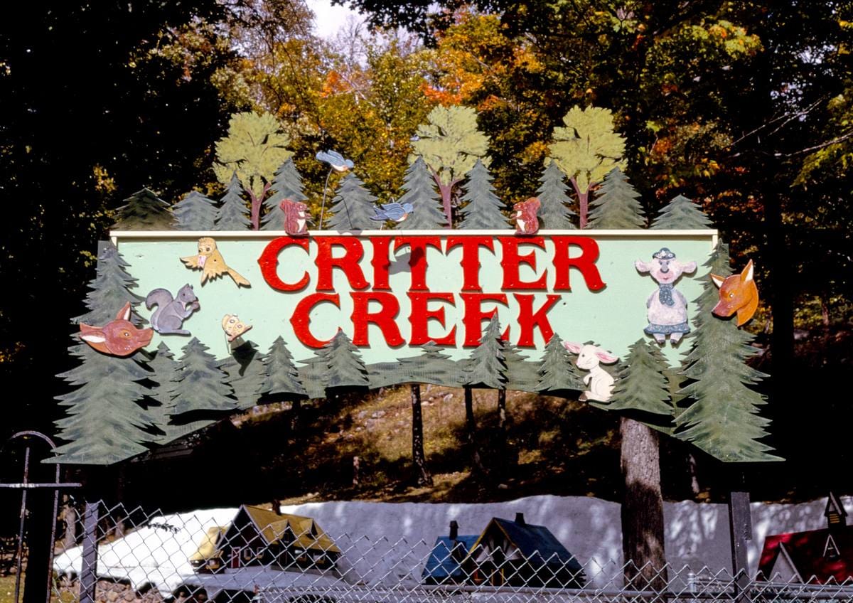 Historic Photo : 1995 Critter Creek billboard, Santa's Workshop, North Pole, New York | Margolies | Roadside America Collection | Vintage Wall Art :