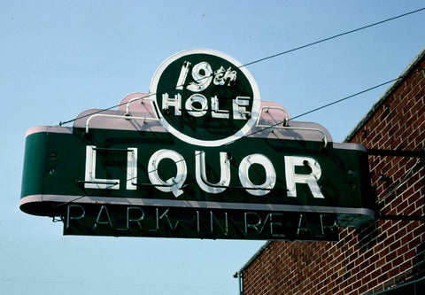 Historic Photo : 1988 19th Hole Liquor sign, Toledo, Ohio | Margolies | Roadside America Collection | Vintage Wall Art :