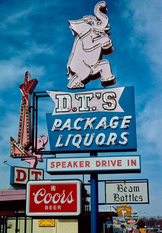 Historic Photo : 1980 D.T.'s Liquor sign, Cheyenne, Wyoming | Margolies | Roadside America Collection | Vintage Wall Art :