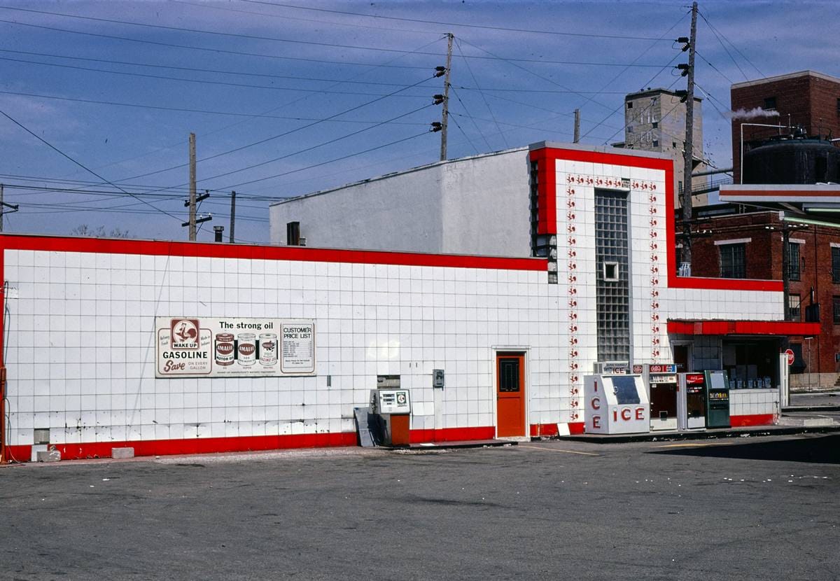Historic Photo : 1980 Wake-up gas station, Indianapolis, Indiana | Margolies | Roadside America Collection | Vintage Wall Art :