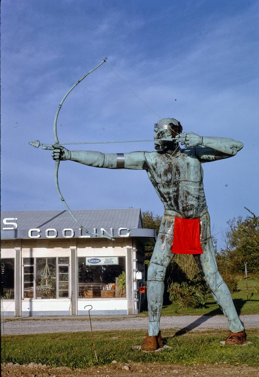 Historic Photo : 1993 Indian archer statue, Danville, Illinois | Margolies | Roadside America Collection | Vintage Wall Art :