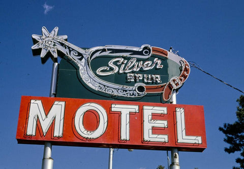 Historic Photo : 1991 Silver Spur Motel sign, Durango, Colorado | Margolies | Roadside America Collection | Vintage Wall Art :