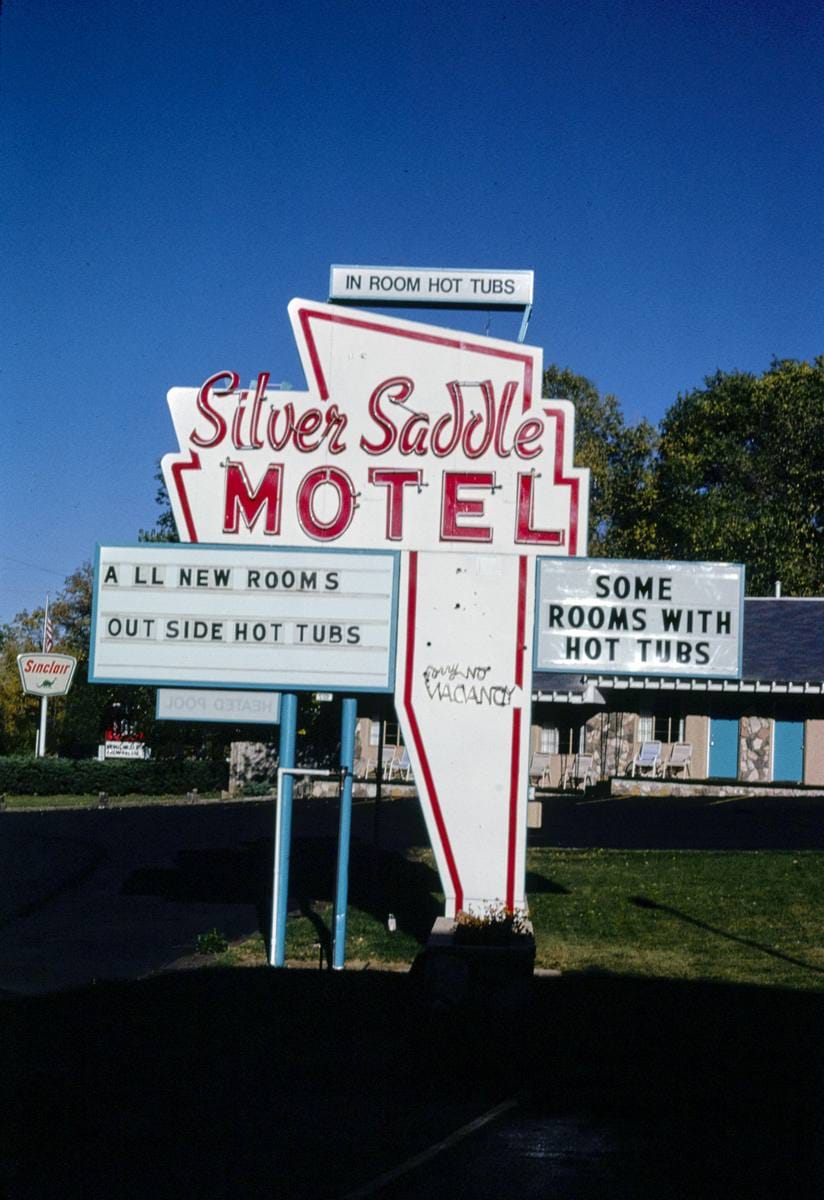Historic Photo : 1991 Silver Saddle Motel sign, Manitou Springs, Colorado | Margolies | Roadside America Collection | Vintage Wall Art :