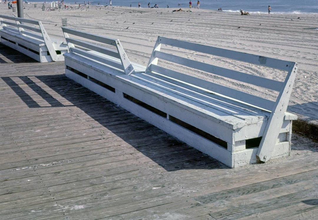 Historic Photo : 1985 Boardwalk Benches, Rehoboth Beach, Delaware | Margolies | Roadside America Collection | Vintage Wall Art :