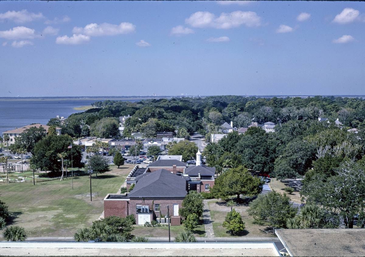 Historic Photo : 1990 Aerial view, St. Simons Island, Georgia | Margolies | Roadside America Collection | Vintage Wall Art :