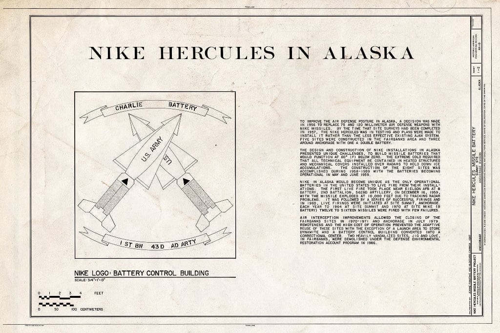 Blueprint Nike Hercules in Alaska, Title Page - Nike Hercules Missile Battery Summit Site, Anchorage, Anchorage, AK