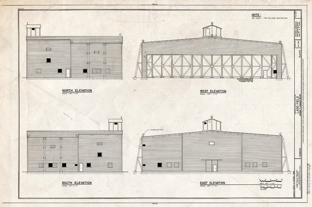 Blueprint 2. Elevations - Ladd Field, Kodiak T-Hangar, Fort Wainwright, Fairbanks, Fairbanks North Star Borough, AK