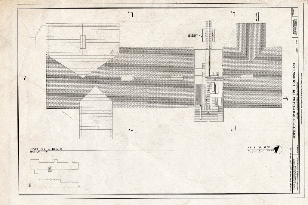 Blueprint 13. Level Six, North - Kennecott Copper Corporation, Leaching Plant, On Copper River & Northwestern Railroad, Kennicott, Valdez-Cordova Census Area, AK