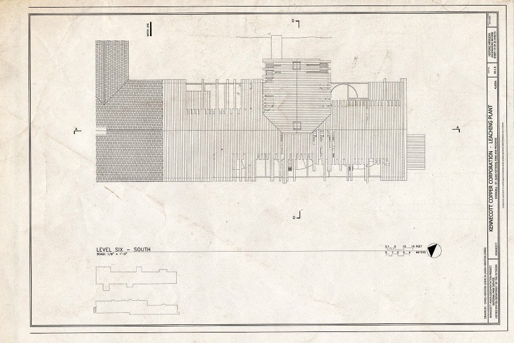 Blueprint 14. Level Six, South - Kennecott Copper Corporation, Leaching Plant, On Copper River & Northwestern Railroad, Kennicott, Valdez-Cordova Census Area, AK