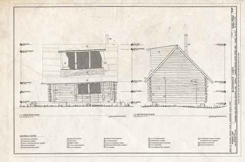 Blueprint West & South Elevations - McDermott Cabin, Town of Dyea (Historical Town site), Skagway, Skagway, AK