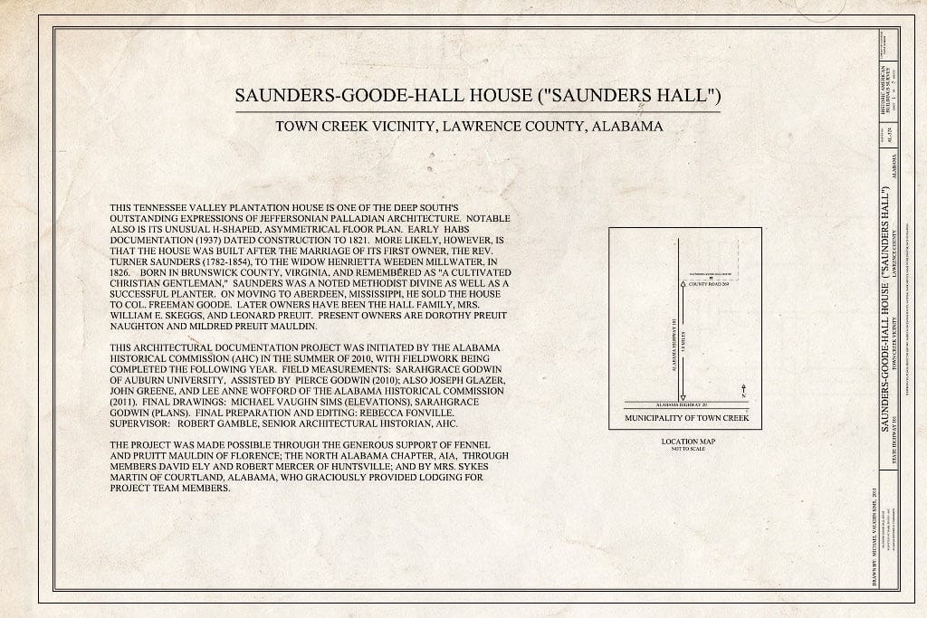 Blueprint Cover Sheet - Saunders-Goode-Hall House, State Highway 101 ...