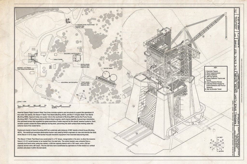 Blueprint Site Plan - Marshall Space Flight Center, Saturn V S-IC Static Test Facility, West Test Area, Huntsville, Madison County, AL