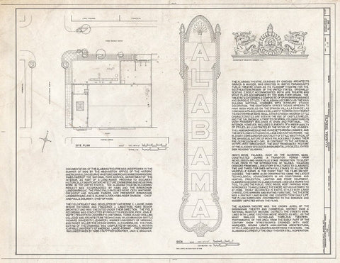 Blueprint HABS ALA,37-BIRM,37- (Sheet 1 of 9) - Alabama Theatre, 1811 Third Avenue North, Birmingham, Jefferson County, AL