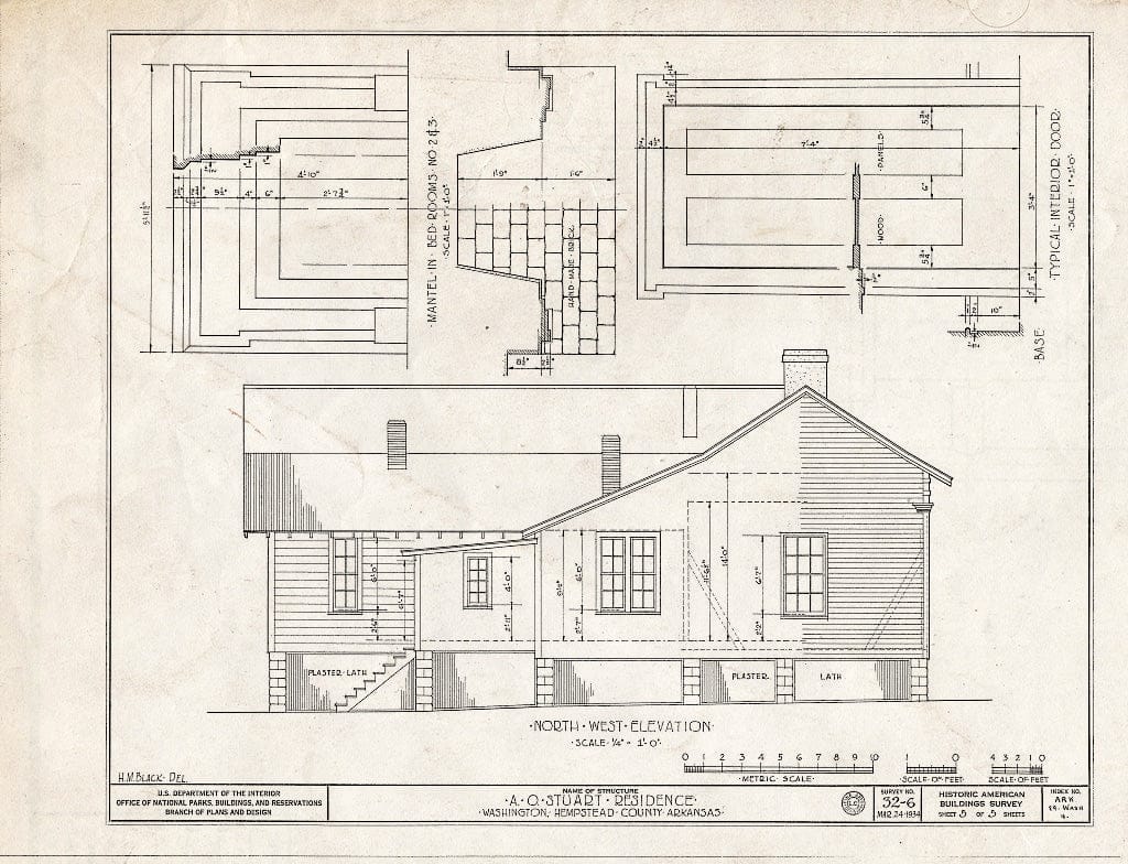 Blueprint HABS ARK,29-WASH,4- (Sheet 5 of 5) - A. O. Stuart House, Washington, Hempstead County, AR