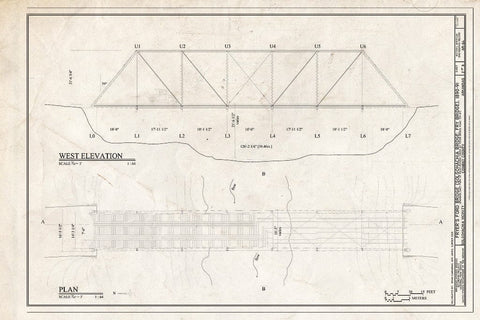 Blueprint West Elevation and Plan - Fryer's Ford Bridge, Spanning East Fork of Point Remove Creek at Fryer Bridge Road (CR 67), Solgohachia, Conway County, AR