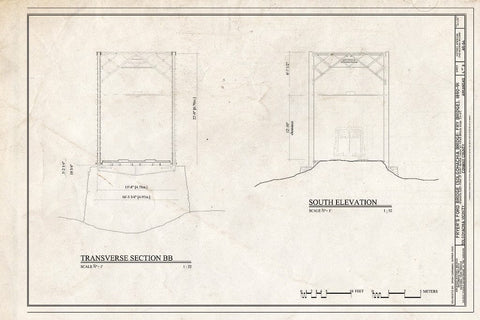 Blueprint Transverse Section and South Elevation - Fryer's Ford Bridge, Spanning East Fork of Point Remove Creek at Fryer Bridge Road (CR 67), Solgohachia, Conway County, AR