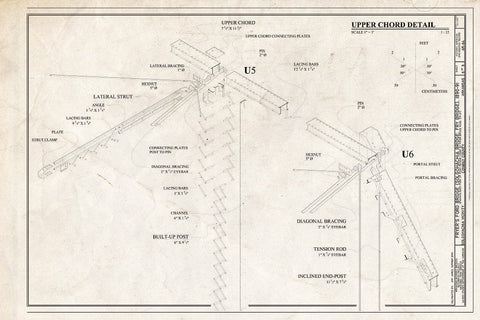 Blueprint Upper Chord Detail - Fryer's Ford Bridge, Spanning East Fork of Point Remove Creek at Fryer Bridge Road (CR 67), Solgohachia, Conway County, AR