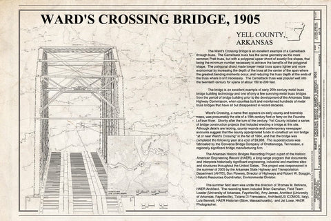 Blueprint Ward's Crossing Bridge, 1905 - Ward's Crossing Bridge, Spanning Fourche Lafave River at Sunlight Bay Road (CR 8), Plainview, Yell County, AR