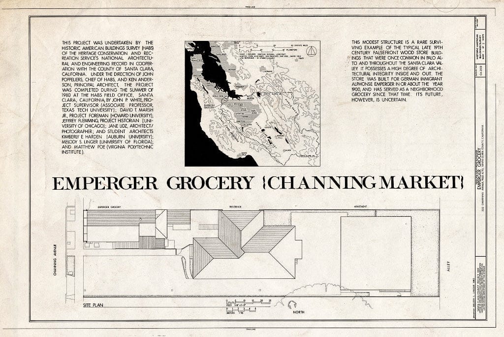 Blueprint HABS Cal,43-PALAL,1- (Sheet 1 of 2) - Emperger Grocer, 532 Channing Avenue, Palo Alto, Santa Clara County, CA