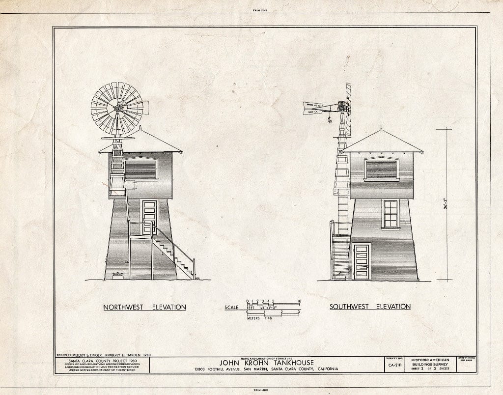 Blueprint HABS Cal,43-SANMA,1- (Sheet 3 of 3) - John Krohn Tank House, 13000 Foothill Avenue, San Martin, Santa Clara County, CA