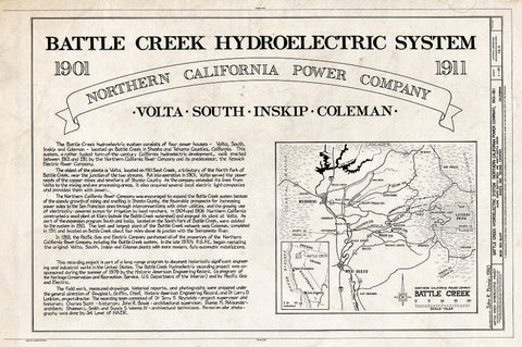 Blueprint Title Sheet - Battle Creek Hydroelectric System, Battle Creek & Tributaries, Red Bluff, Tehama County, CA