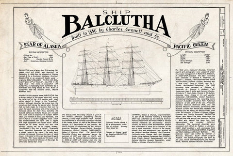 Blueprint Title Sheet - Ship BALCLUTHA, 2905 Hyde Street Pier, San Francisco, San Francisco County, CA