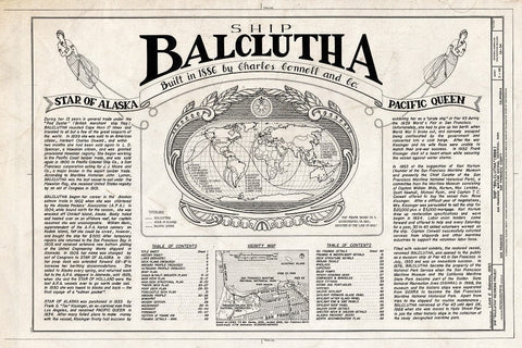 Blueprint Voyages, Vicinity Map, Table of Contents - Ship BALCLUTHA, 2905 Hyde Street Pier, San Francisco, San Francisco County, CA