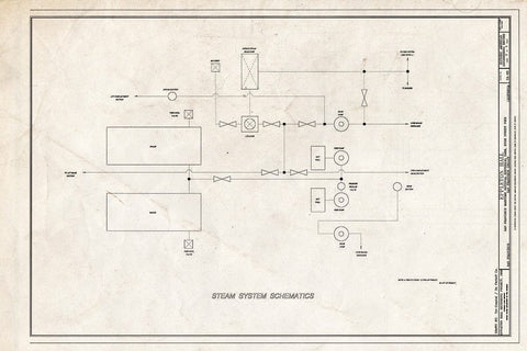 Blueprint Steam System Schematics - Steam Tug EPPLETON Hall, Hyde Street Pier, San Francisco, San Francisco County, CA