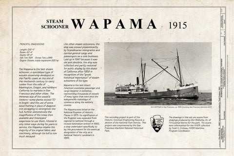 Blueprint Wapama, Title Sheet - Steam Schooner WAPAMA, Kaiser Shipyard No. 3 (Shoal Point), Richmond, Contra Costa County, CA