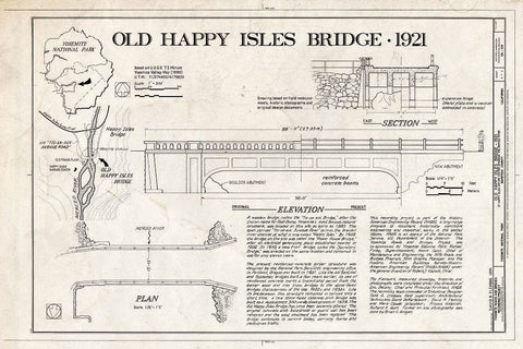 Blueprint Title Sheet - Old Happy Isles Bridge, Spanning Merced River on Service Road, Yosemite Village, Mariposa County, CA