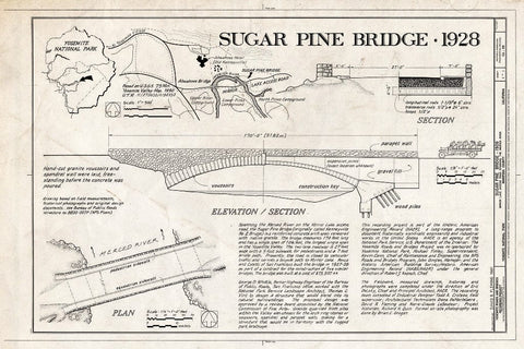 Blueprint Title Sheet - Sugar Pine Bridge, Spanning Merced River on Service Road, Yosemite Village, Mariposa County, CA