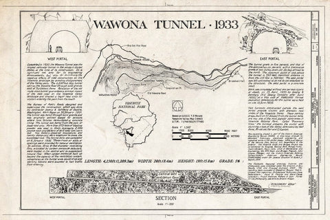 Blueprint Title Sheet - Wawona Tunnel, Wawona Road Through Turtleback Dome, Yosemite Village, Mariposa County, CA