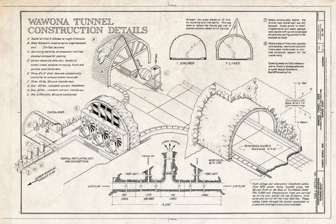 Blueprint Wawona Tunnel Construction Details - Wawona Tunnel, Wawona Road Through Turtleback Dome, Yosemite Village, Mariposa County, CA