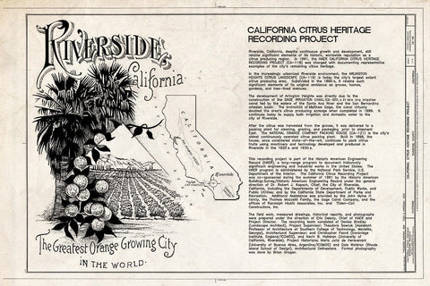 Blueprint Title Sheet - California Citrus Heritage Recording Project, Riverside, Riverside County, CA