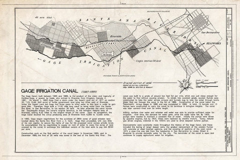 Blueprint Title Sheet - Gage Irrigation Canal, Running from Santa Ana River to Arlington Heights, Riverside, Riverside County, CA