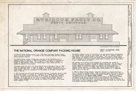 Blueprint Title Sheet - National Orange Company Packing House, 3604 Commerce Street, Riverside, Riverside County, CA