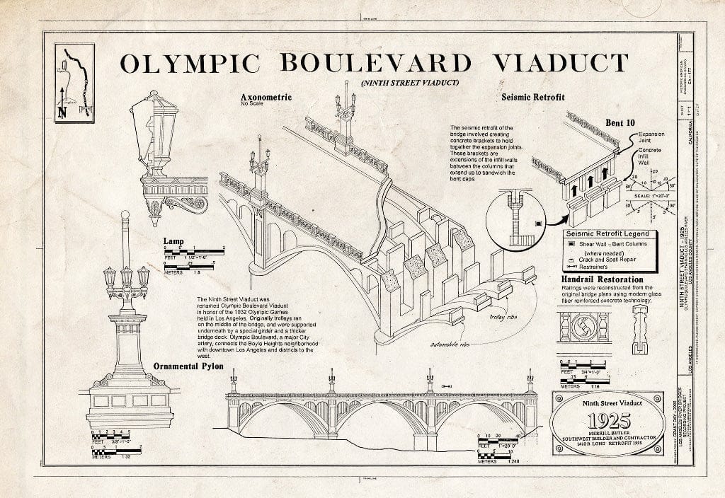Blueprint HAER Cal,19-LOSAN,78- (Sheet 1 of 1) - Ninth Street Viaduct, Spanning Los Angeles River at Olympic Boulevard, Los Angeles, Los Angeles County, CA