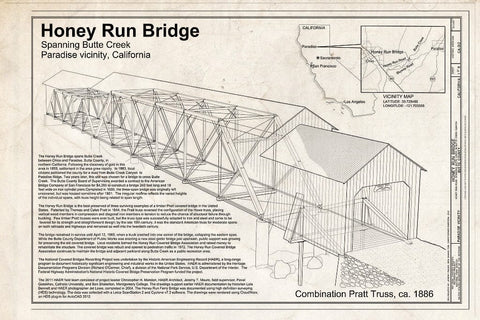 Blueprint Title Page - Honey Run Bridge, Spanning Butte Creek, bypassed Section of Honey Run Road (Originally Carr Hill Road), Paradise, Butte County, CA