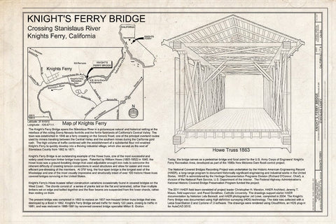 Blueprint Title Page - Knight's Ferry Bridge, Spanning Stanislaus River, bypassed Section of Stockton-Sonora Road, Knights Ferry, Stanislaus County, CA