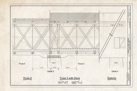 Blueprint Truss Elevation Details - Knight's Ferry Bridge, Spanning Stanislaus River, bypassed Section of Stockton-Sonora Road, Knights Ferry, Stanislaus County, CA