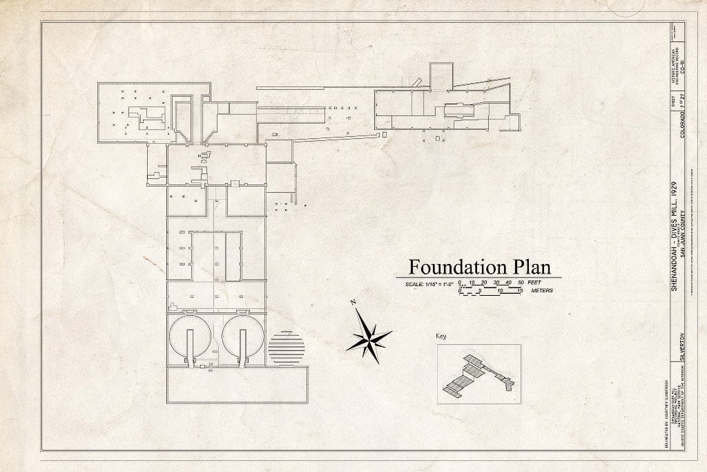 Blueprint 7. Foundation Plan - Shenandoah-Dives Mill, 135 County Road 2, Silverton, San Juan County, CO