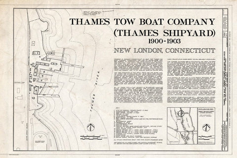 Blueprint Title Sheet - Thames Tow Boat Company, Foot of Farnsworth Street, New London, New London County, CT