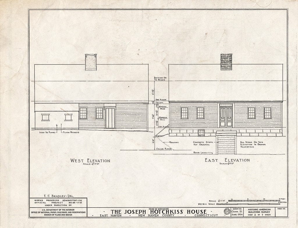 Blueprint HABS Conn,5Have,3 (Sheet 2 of 7) Joseph Hotchkiss House