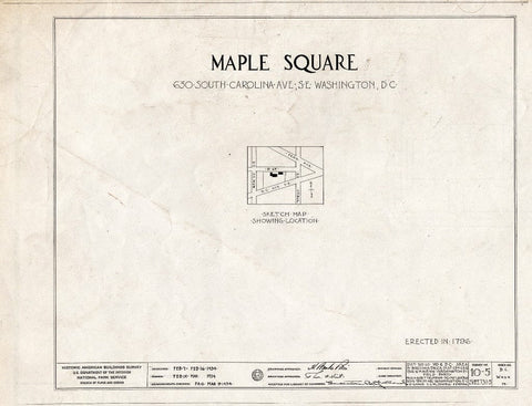 Blueprint 0. Cover Sheet - The Maples, 630 South Carolina Avenue Southeast, Washington, District of Columbia, DC