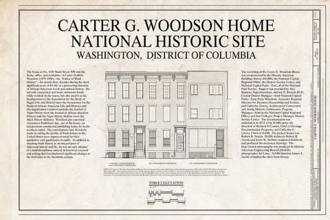 Blueprint Title Sheet with Statement of Significance. Street Elevation. - Carter G. Woodson House, 1538 Ninth Street Northwest, Washington, District of Columbia, DC