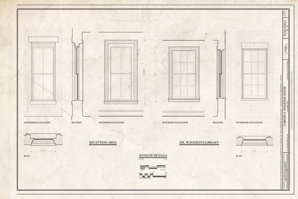 Blueprint Window Details. - Carter G. Woodson House, 1538 Ninth Street Northwest, Washington, District of Columbia, DC