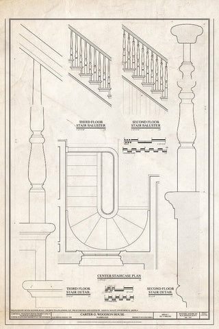 Blueprint Various Stair Details. - Carter G. Woodson House, 1538 Ninth Street Northwest, Washington, District of Columbia, DC