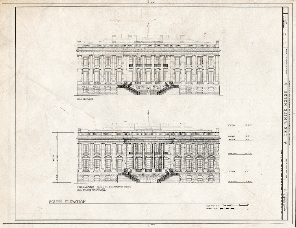 Blueprint HABS DC,WASH,134- (Sheet 33 of 83) - White House, 1600 Pennsylvania Avenue, Northwest, Washington, District of Columbia, DC