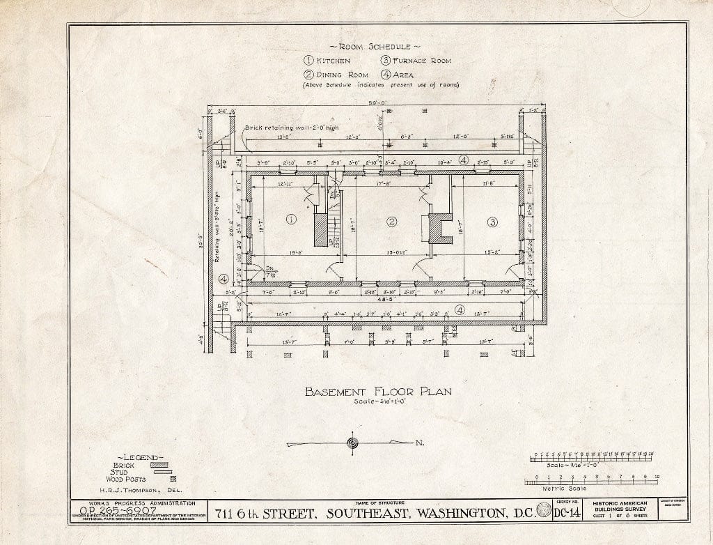 Blueprint HABS DC,WASH,125- (Sheet 1 of 6) - Isaac Pierce House, 711 S ...