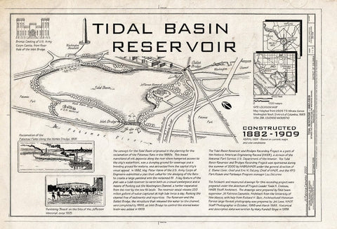 Blueprint Tidal Basin Reservoir, Title Page - Tidal Reservoir, Between Potomac River & Washington Channel, Washington, District of Columbia, DC